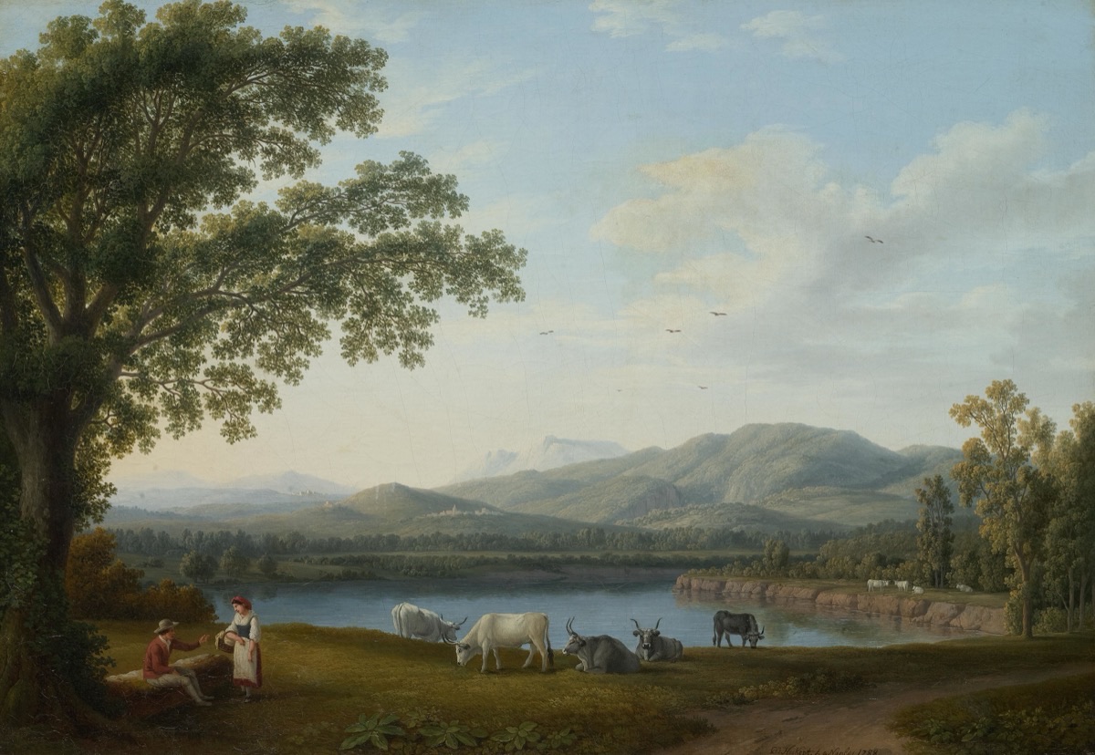 Il fiume Sele e i Monti Alburni dipinti da Jacob Philipp Hackert nel 1788