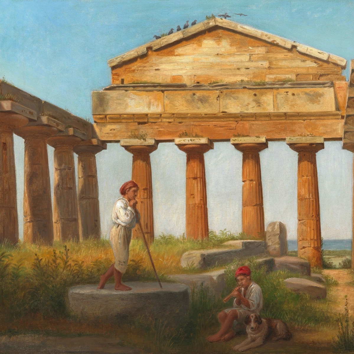 Il tempio di Cerere a Paestum dipinto da Constantin Hansen nel 1875